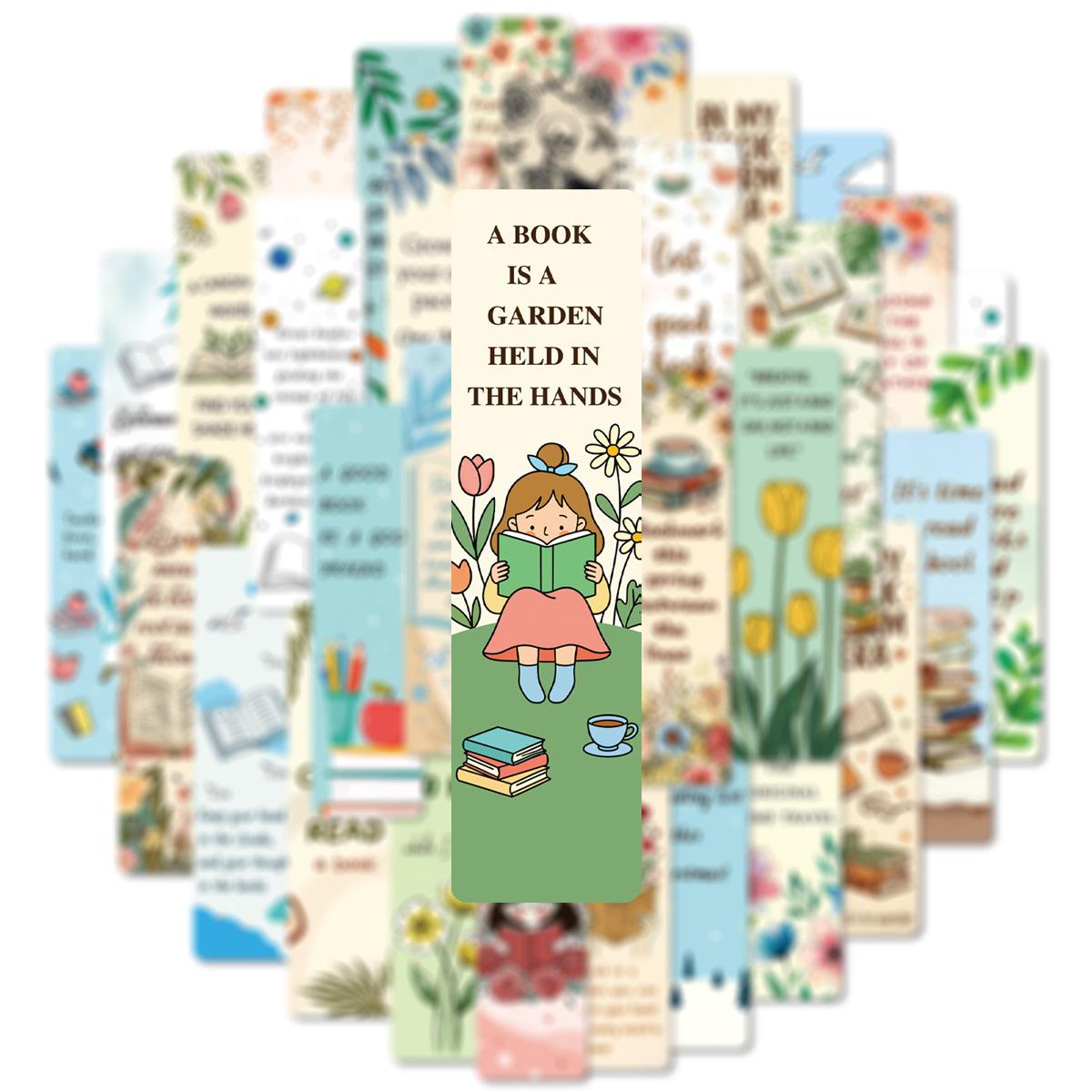 30pcs Reading-themed Office Bookmarks, Notebook Bookmarks, Non-repeating, Simple, Artistic, Creative Office Bookmarks, Notebook Bookmarks, Small Cards, Book Decoration Cards, Reading Annotation Cards