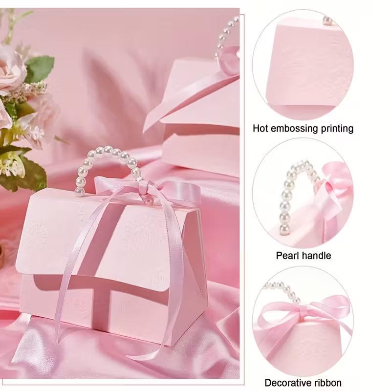 12 Piece Faux Pearl Decorative Gift Bags, Gift Wrap Bags, Goodie Bags, Elegant Party Favor Packaging, Durable and Stylish Design, Perfect for Bridal Shower, Wedding Souvenirs, Wedding Party Supply & Party Accessories