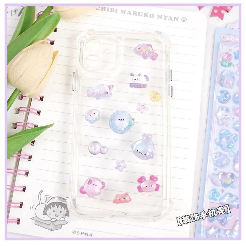 2-Pack) Bonbon Drop Stickers Selectable 3D Puffy Carton Animal Sticker Random Design Cute 3D Sticker Room Decor DIY Decorative Decal for Phone Case Water Cup Supplies Cellphone Smartphone Screen Protector Casing Cover Shockproof Protection Mini Protective