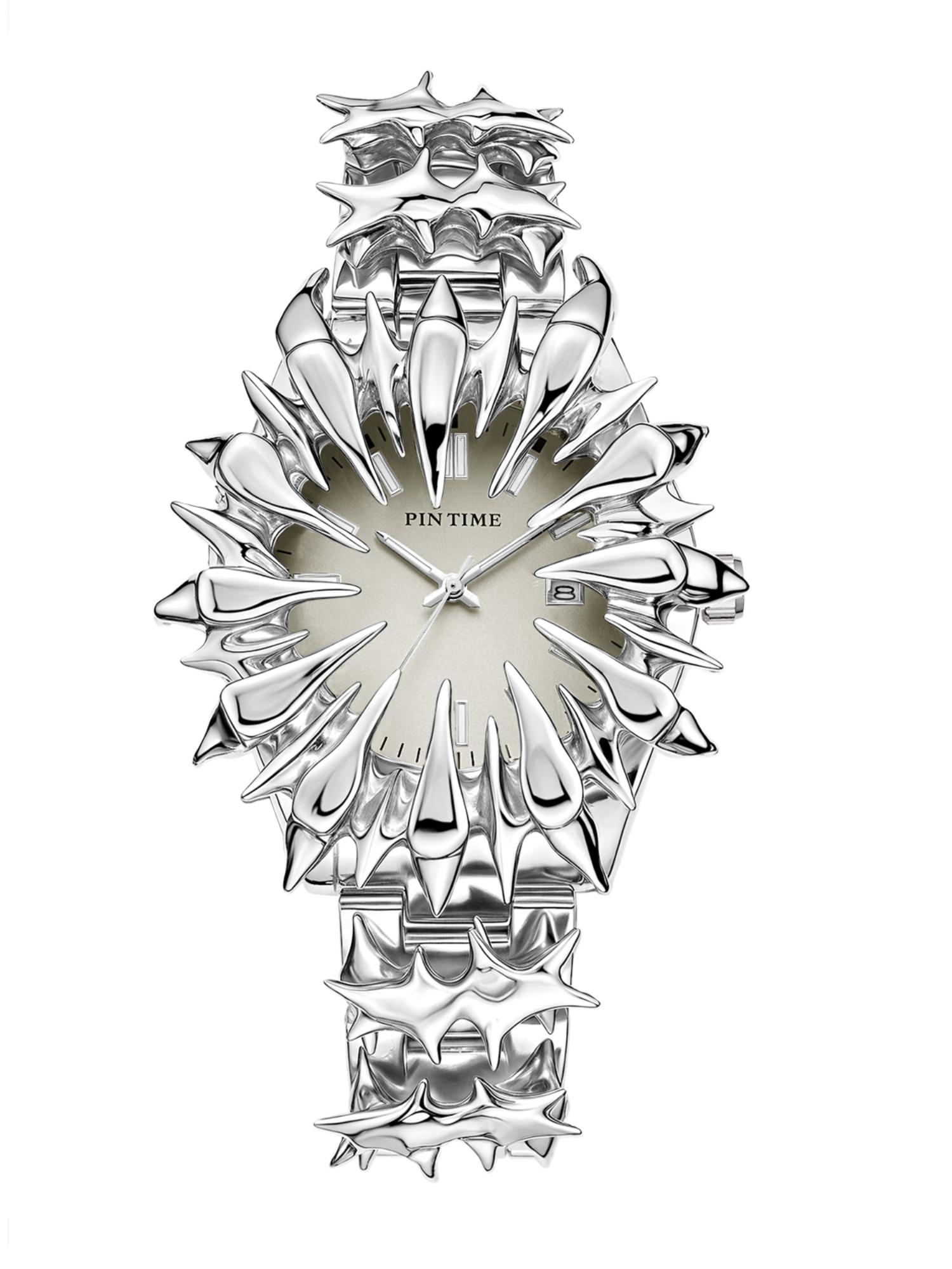 Handmade Quartz Analog Watch, Original European Style Vampire Dragon Scale Spike Design, Unisex Small Batch Wristwatch, Unique Jewelry Accessory