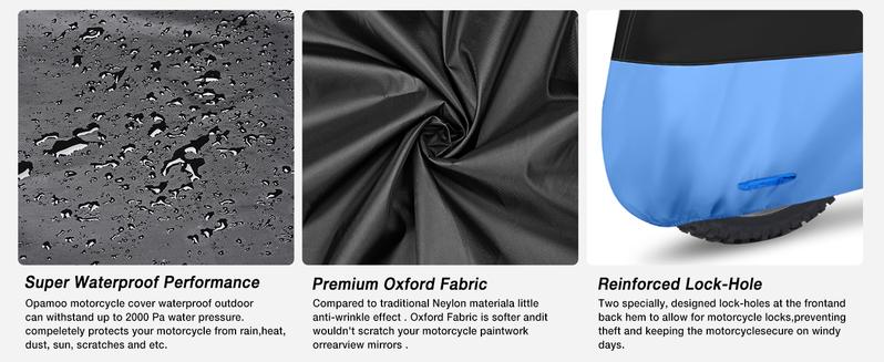 Nilight Motorcycle Cover All Season Universal Oxford Fabric with Lock-Hole Waterproof Durable UV with Storage Bag & Protective Reflective Strip Fits up to 96" Motorcycle Blue Black Vehicle Motorbike dealsforyoudays