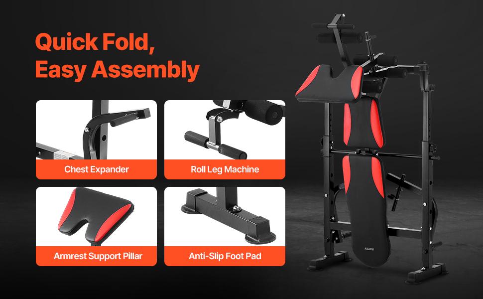 VEVOR Weight Bench, Multi-Functional Adjustable Weight Bench Press for Full Body Workout, 660lbs Exercise Sit up Bench for Home Gym Strength Training, Flat Bench with Quick Folding Fast Adjustment VEVOR Weight Bench, Multi-Functional Adjustable Weight Bench Press for Full Body Workout, 660lbs Exercise Sit up Bench for Home Gym Strength Training, Flat Bench with Quick Folding Fast Adjustment