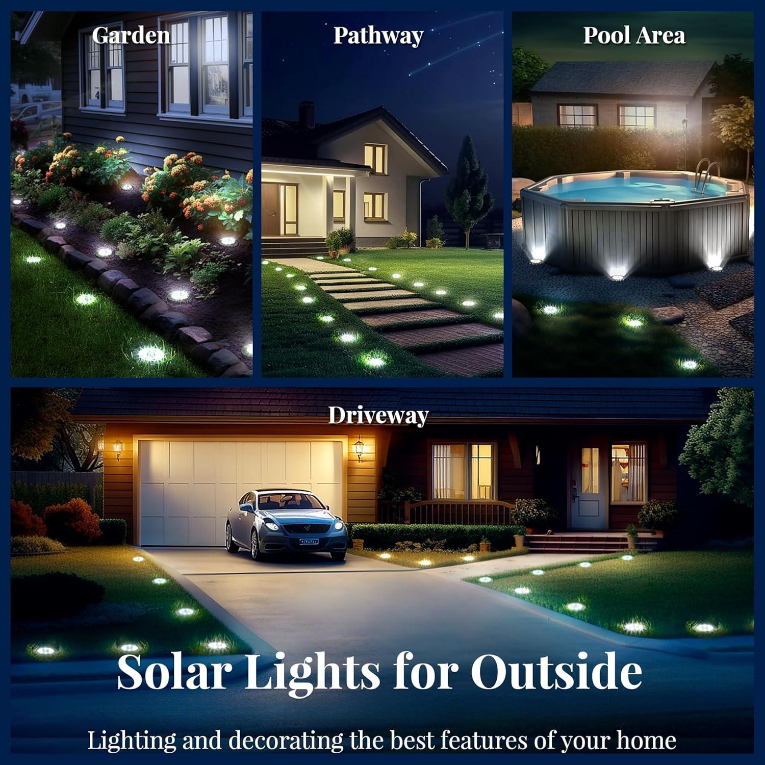 Hoodink Solar Lights for Outside,12 Pack Solar Lights Outdoor Waterproof, Solar Garden Lights Landscape Lighting for Patio Pathway Lawn Yard Deck Driveway Walkway, Cold White,dorm essentials,home decor,home essentials,camping essentials Hoodink Solar Lights for Outside,12 Pack Solar Lights Outdoor Waterproof, Solar Garden Lights Landscape Lighting for Patio Pathway Lawn Yard Deck Driveway Walkway, Cold White,dorm essentials,home decor,home essentials,camping essentials