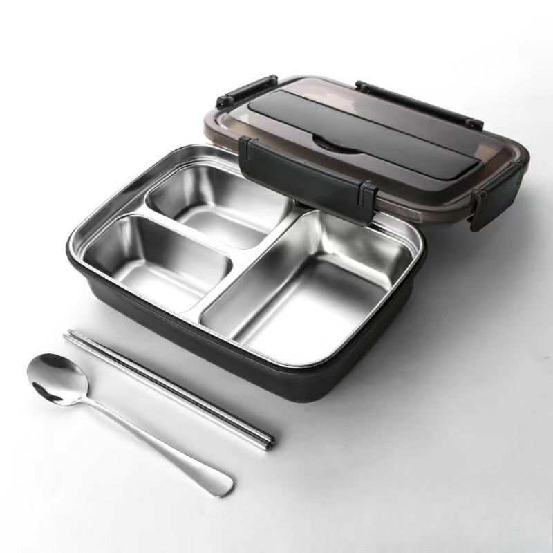 1pc 304 Stainless Steel Lunch Box, Portable Sealed Bento Box for Students & Adults, Large Capacity, Odor-Proof Compartments, Airtight Bento Boxes