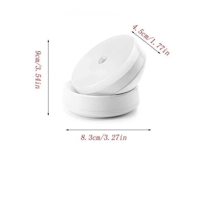 360° Automatic Wireless Motion Sensor LED Night Light, Rechargeable Battery, Smart Home Use, Closet, Hallway, Staircase