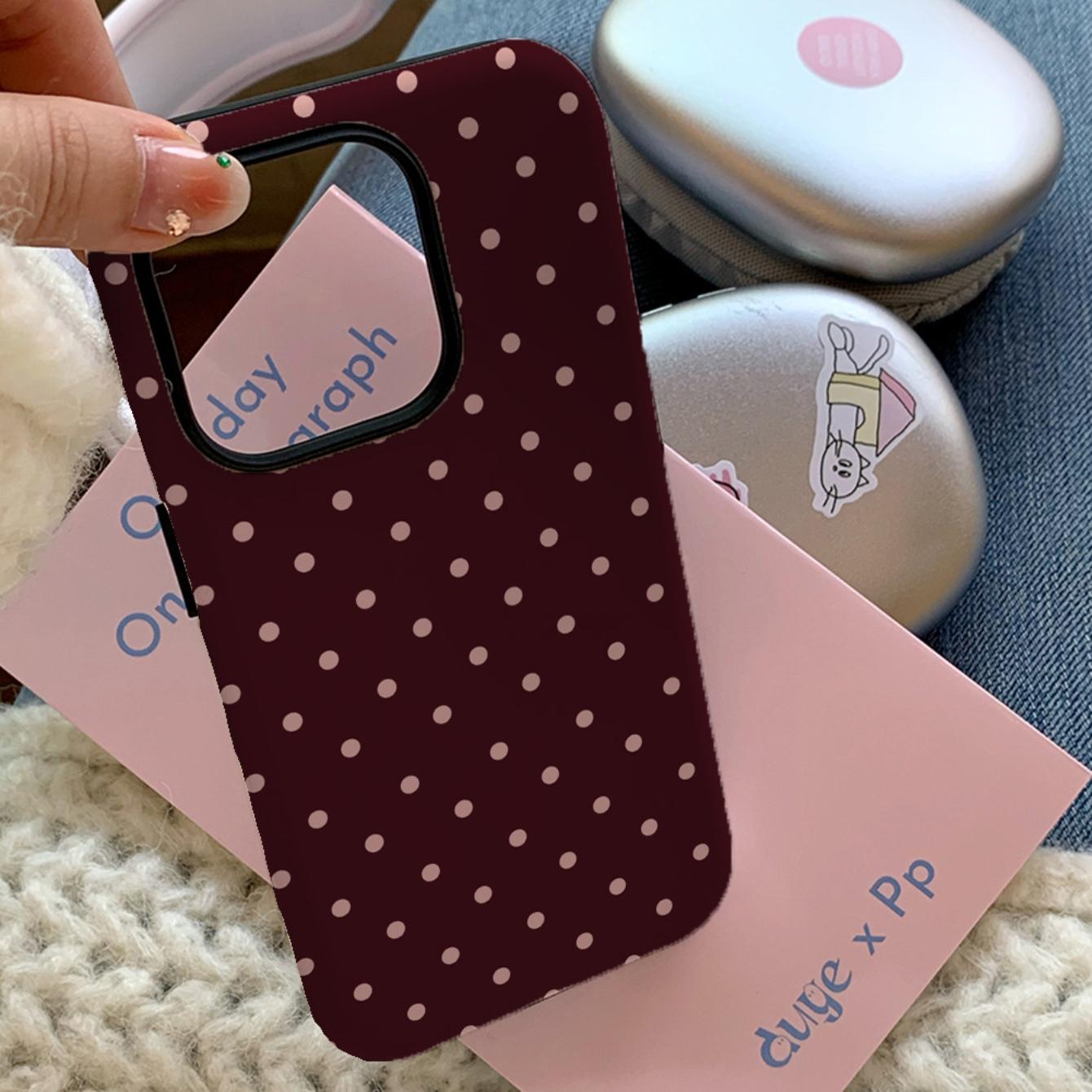 Polka-Dot iPhone Case, Shockproof Protective Cover Compatible with iPhone 17 Pro Max, 17 Air, 16 Pro, 15, 14, 13 and 12, Casing