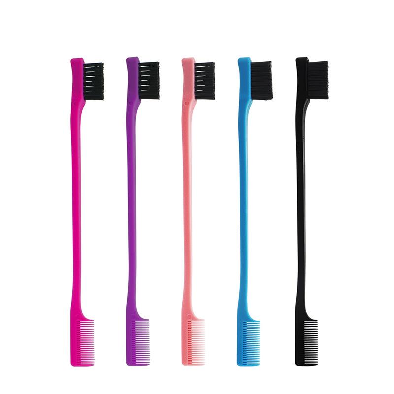 Random Color Edge Brush Comb Vendor Double Sided Edge Control Brush for Baby Hair Comb Brushes Beauty Tools