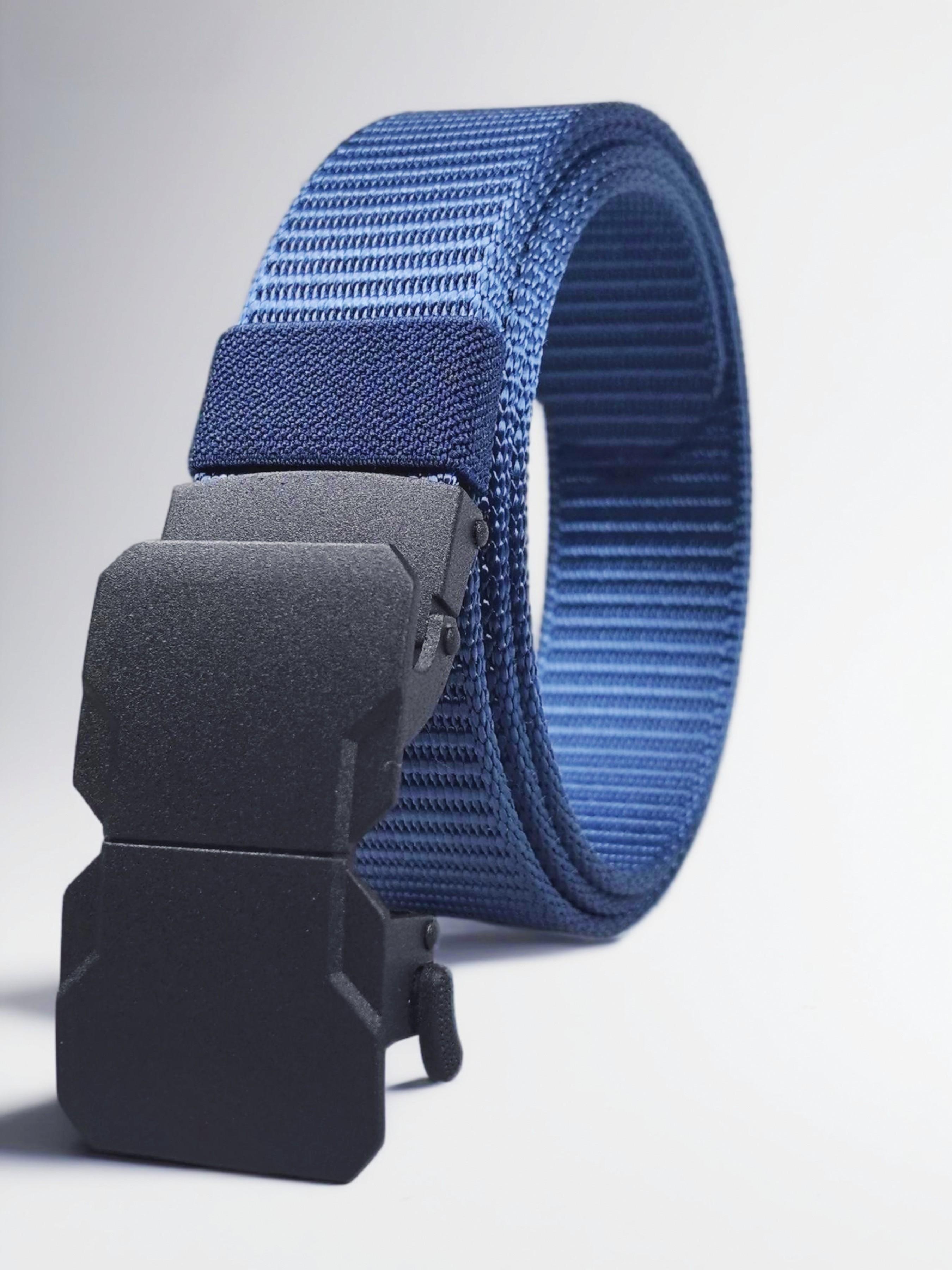 Men's Zipper Nylon Belt with Alloy Buckle, Automatic Stretch Golf Waistband, Outdoor Tactical Hiking Belt, Durable and Comfortable Design