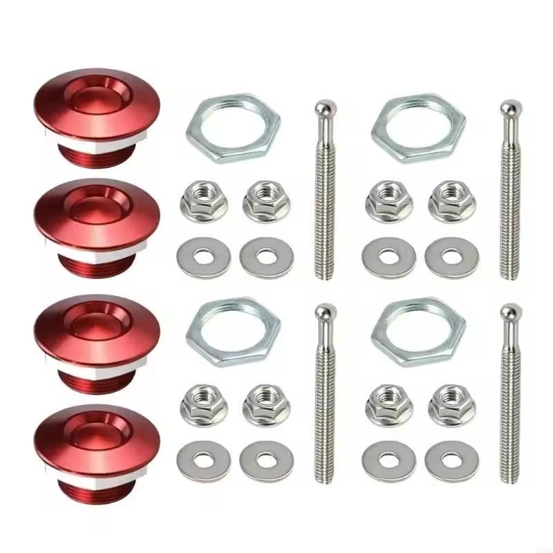 4pcs Universal Aluminum Push Button Billet Quick Release Car Front Bumper Hood Pin Engine Bonnet Lock Latch Clip Body Kit