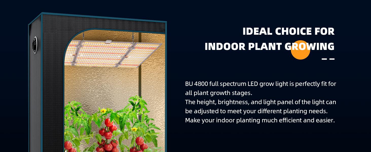 Barrina 480W BU4800 LED Grow Lights for 4x4/5x5 Grow Tent, Full Spectrum with IR, Daisy Chain Dimmable, Adjustable Light Panel Barrina 480W BU4800 LED Grow Lights for 4x4/5x5 Grow Tent, Full Spectrum with IR, Daisy Chain Dimmable, Adjustable Light Panel