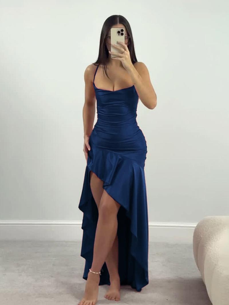 Women's Solid Color Bodycon Side Slit Dress, Elegant Sleeveless Dress for Party Club Dating Wear, Ladies Clothes for All Seasons