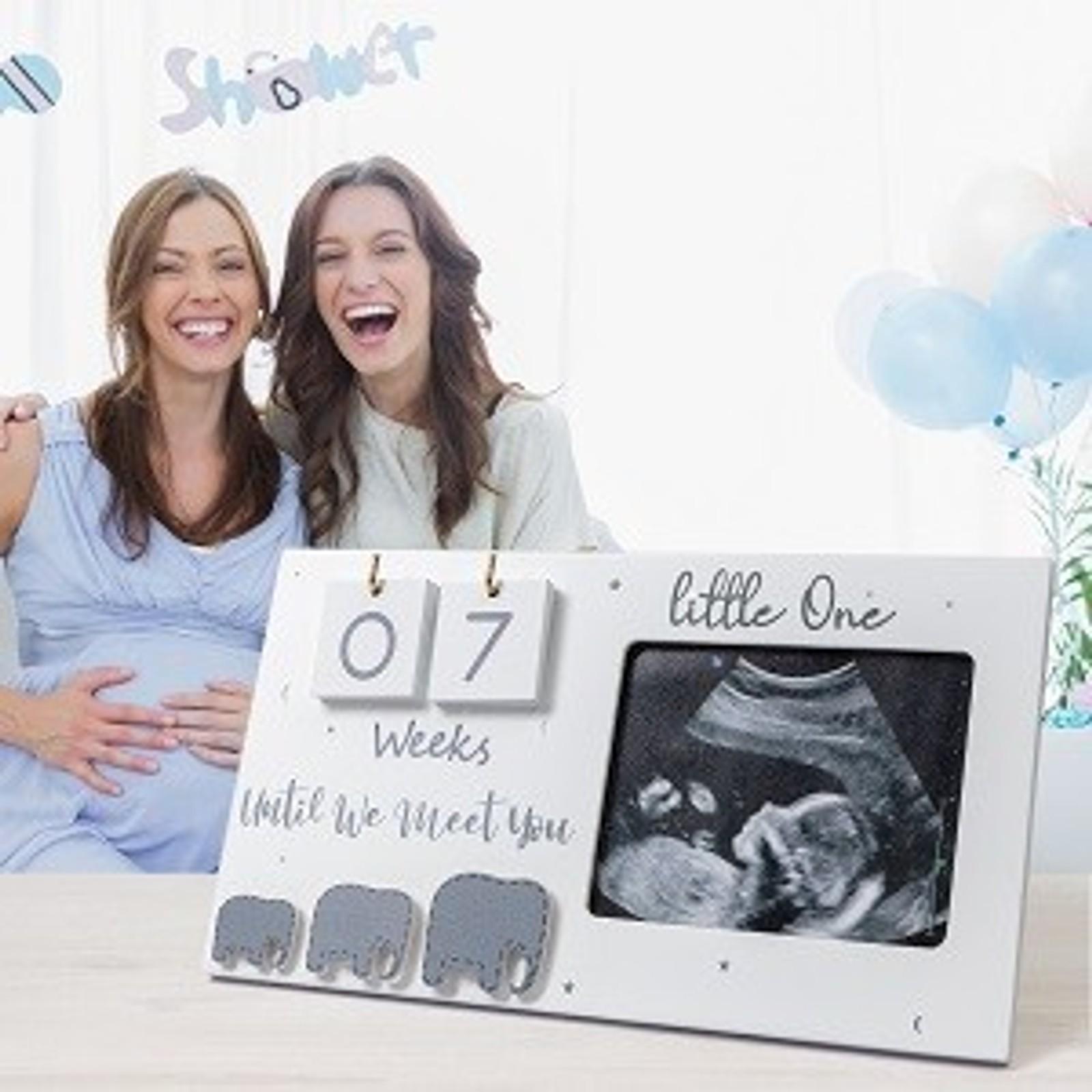 Ultrasound Photo Frame with Baby Countdown Weeks - Pregnancy Keepsake Gift for Expecting Parents, Grandparent Baby Announcement, First Time Mom Must HaveGift