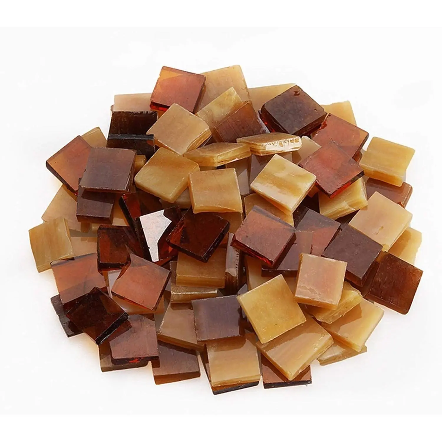 270 Pieces 200g 1x1cm Colored Mica Glass Square Mosaic Tiles (Coffee Mix) Supplies for Home Decoration DIY Crafts Plates Picture Frames Flowerpots
