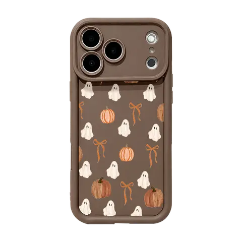 Ghost Pumpkin Bow Pattern TPU Smartphone Casing - Shockproof, Rugged, Durable Protector, Handheld Device Accessory with Drop Protection for iPhone 18 Pro Max,17,16,15,14 Plus,13,12,11,XR,X,SE & Samsung Galaxy S26 Ultra,S25,S24,S23 Plus,S22+