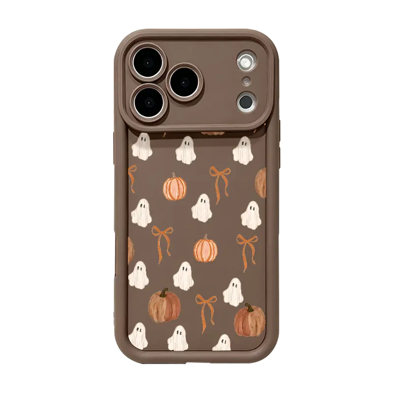Ghost Pumpkin Bow Pattern TPU Smartphone Casing - Shockproof, Rugged, Durable Protector, Handheld Device Accessory with Drop Protection for iPhone 18 Pro Max,17,16,15,14 Plus,13,12,11,XR,X,SE & Samsung Galaxy S26 Ultra,S25,S24,S23 Plus,S22+