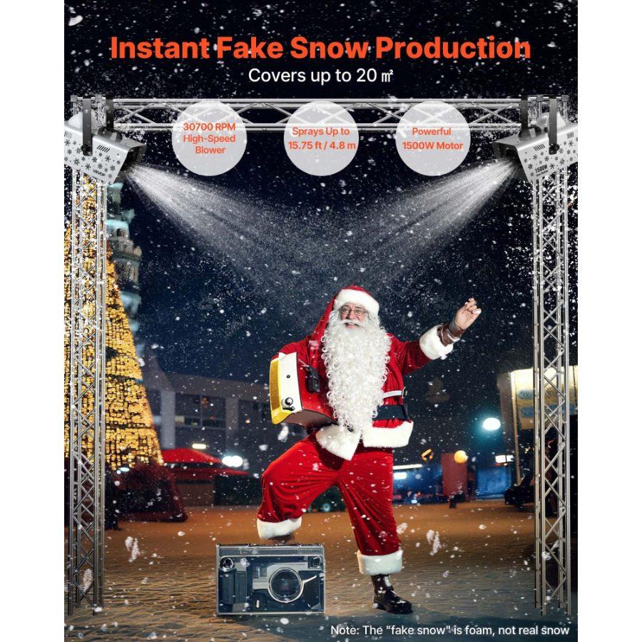 fathersdaygift VEVOR Snow Machine, 1500W Handheld/Hanging Snow Maker By Wireless Remote Control, Portable Snowmaking Machine, High Output Snowflake Maker with 5L Tank for Christmas Party Wedding Stage Effects