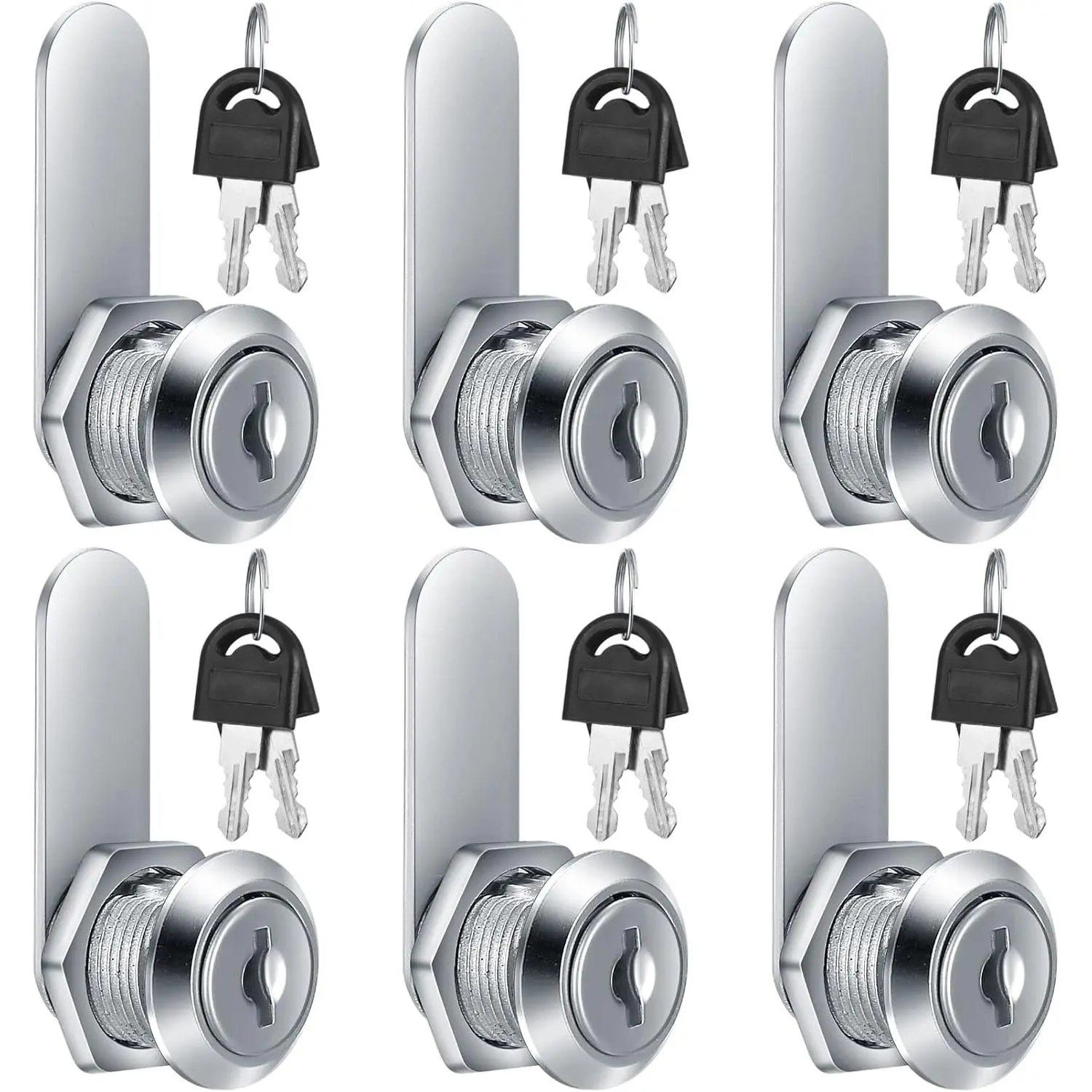 6 Pieces cam Lock File Cabinet Cylinder Cam Lock (1 Key Opens All), 5/8 Inch Keyed Cylinder, for Security File Drawer Mailbox RV Camper Door Storage Toolbox Replacement Tool -The Same Key