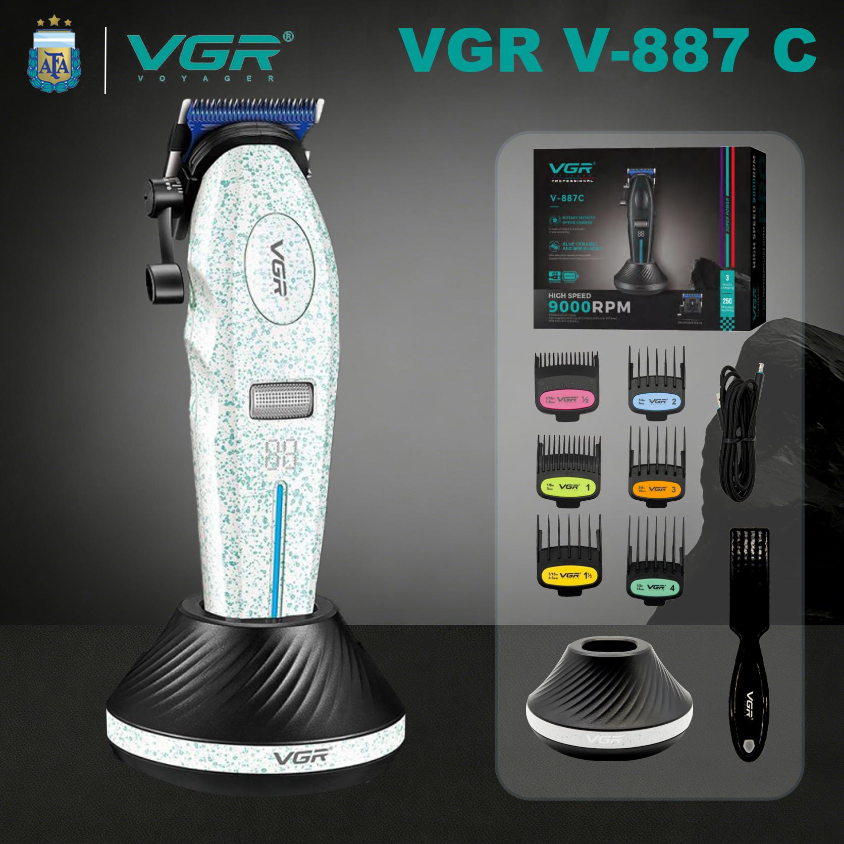 VGR Hair Clippers Professional Rechargeable Right Taper Trimmer 9000RPM Blue Ceramic Blade Hair Clippers For man V-887C V-887T