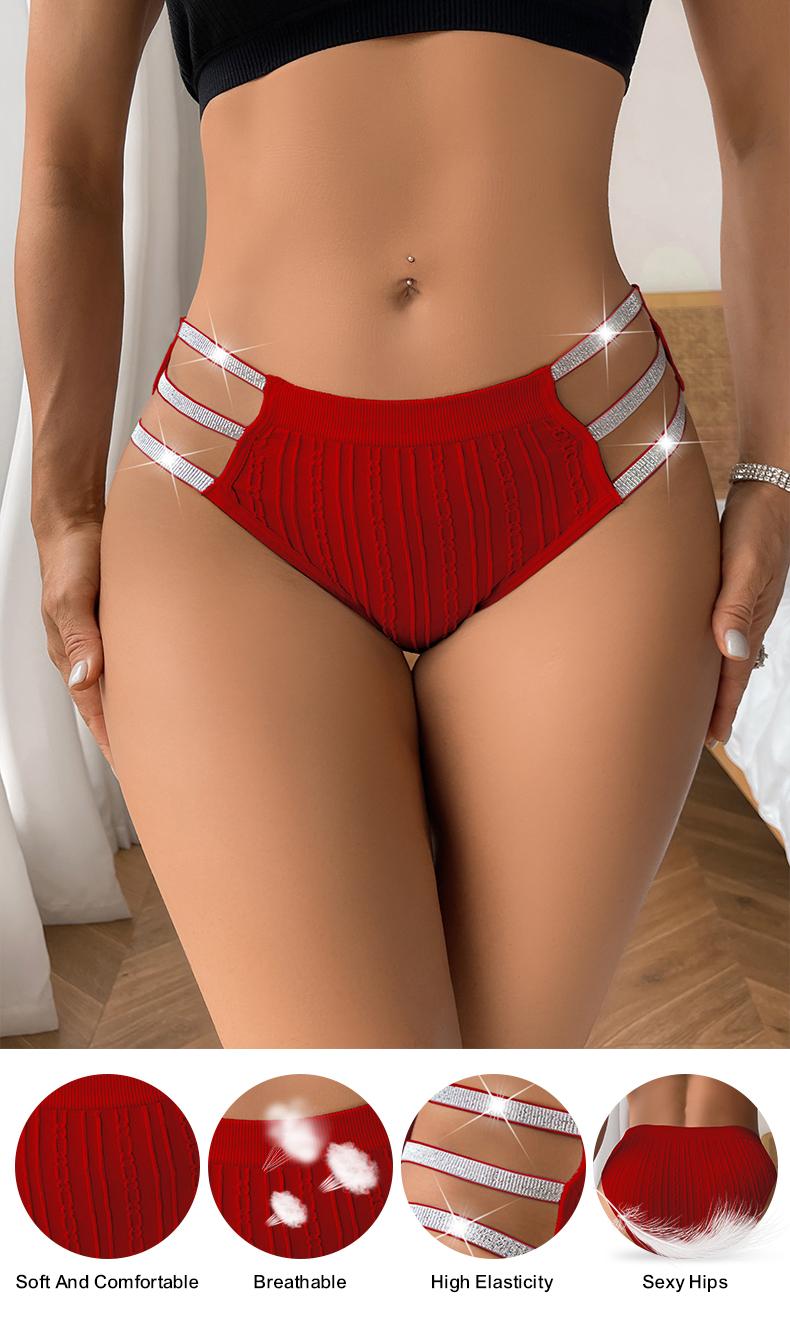 5-Pack Women's Sexy Low-Waist Panties, Shiny Waistband and Hollow Design - 5 Colors Available  Soft Breathable High Elasticity Underwear, Mature Elegant Daily Comfort, High-Waist Cut Panties |   Lace Patterned Underwear Basic Womenswear SpringStatements