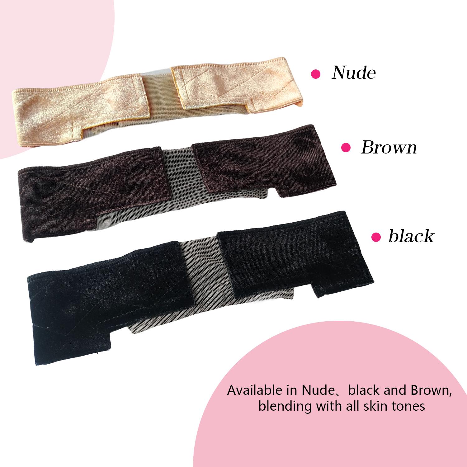 Lace Wig Grip Band, Adjustable Wig Grip Band for Lace Front Wigs, Wig Gripper with Ear-cutouts, No-headache Comfortable and Secure Glueless Velvet Headband, Hair Extensions Tape