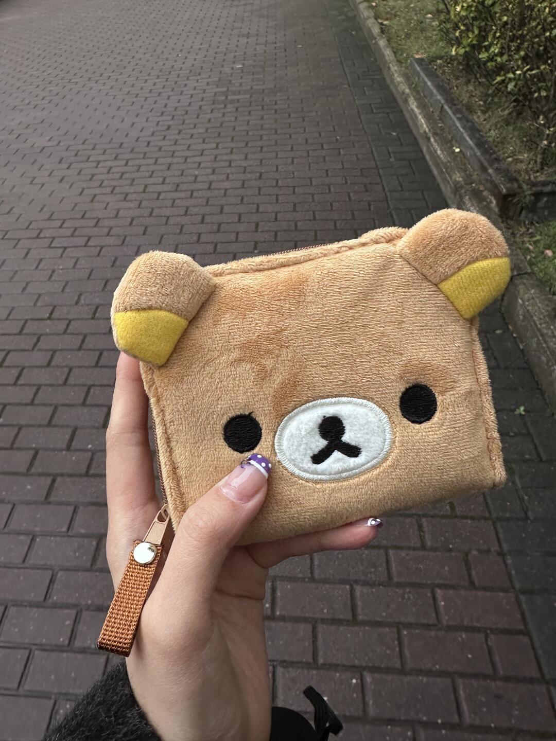 Japanese Cartoon Cute Teddy Bear Classic Zero Wallet Short Card Bag Portable Wallet Anime Plush Storage Bag New Year'S Gift