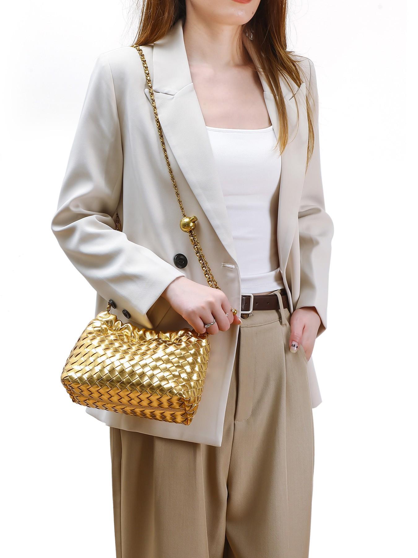 New Cloud Design Handmade Woven Chain Shoulder Bag, Simple Fashion Crossbody Backpack for Women, Unique Style Daily Use