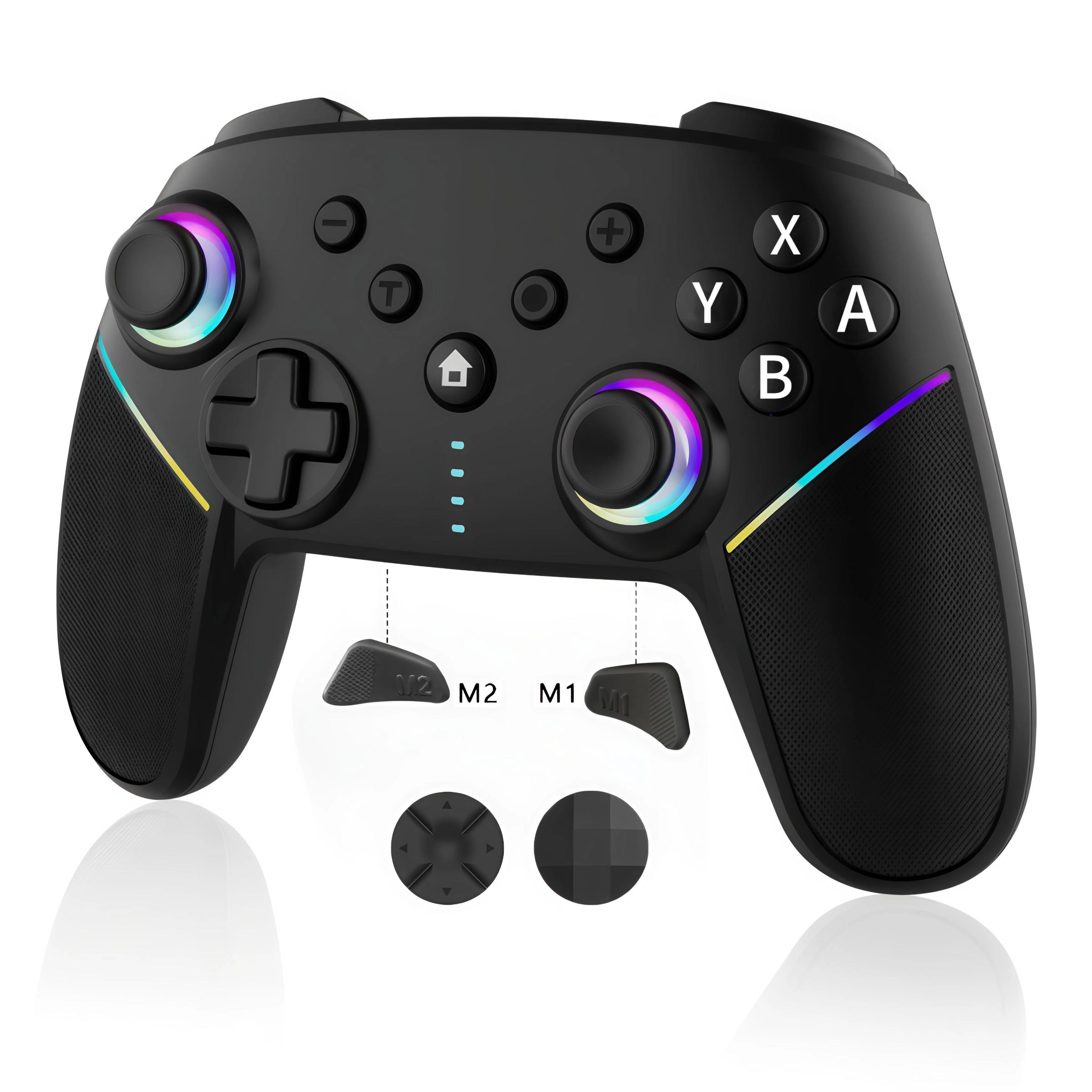 Wireless Bluetooth-compatible Game Controller, Four Vibration Modes, RGB Light Effect, Turbo Function, Six-Axis Gyroscope, Suitable for Switch, PC, Android, and i0S devices, Esports, multifunctional game controller, Wireless Gaming Controller