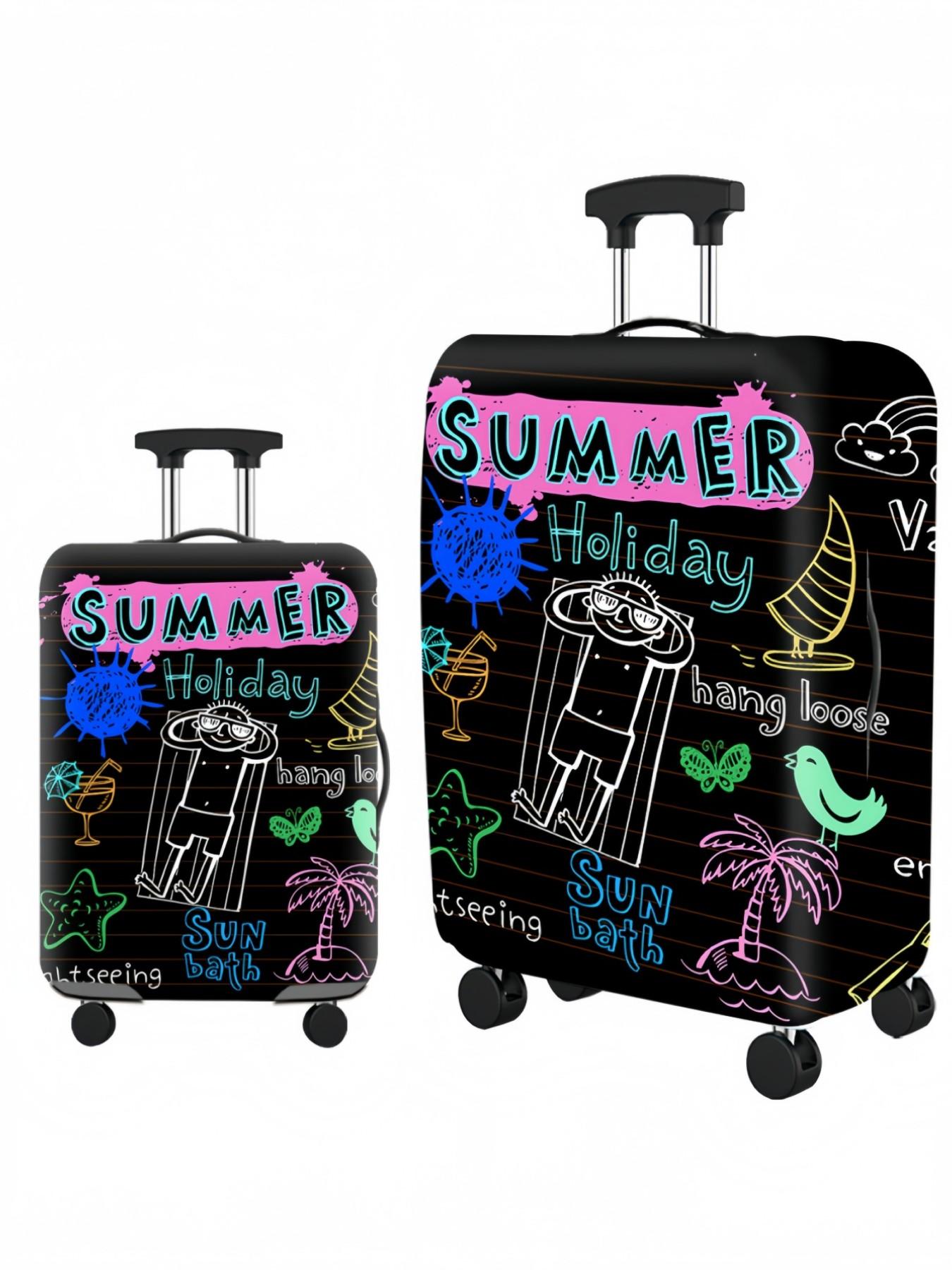 Luggage Cover, Travel Case Cover, Suitable for 18-32 inch Luggage, Outdoor Travel, Business Style, Stylish Pattern, Unisex Travel Accessory, Polyester Luggage Elastic Dust Cover, Ideal for Back-to-School Students, Outdoor and Holiday Travel, Luggage Prote