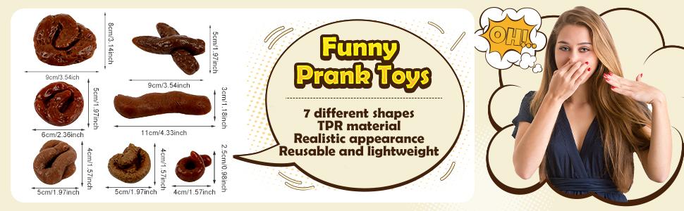 Gejoy Fake Poop 7/8 Pcs Realistic Prank Poop Props Brown Soft Poop Fun Party Supplies Prank Games with Friends Family Classmates Fake Turd Gifts Perfect for Office Pranks Pet Pranks Birthday Funny Gift for Father