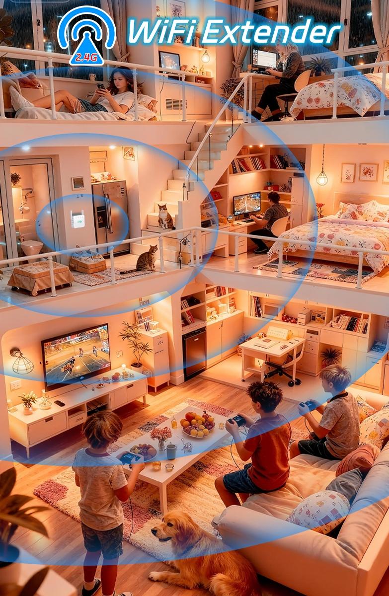 WiFi Extender,2026 Fastest WiFi Booster,300Mbps WiFi Extenders Signal Booster for Home and Office,WiFi Repeater with Ethernet Port Covers up to 5000sq. ft and 55 Devices,2.4GHz,Game Essentials