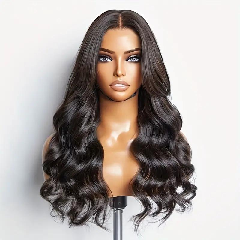 Bling Hair Body Wave 5x5 HD Lace Ready to Go Glueless Wigs Human Hair Easy Wear Pre Plucked Pre Cut Pre Bleached 6x4 Lace Closure Wigs 180% Density Long Wavy for Black Women Natural Color with Baby Hair For Black Women