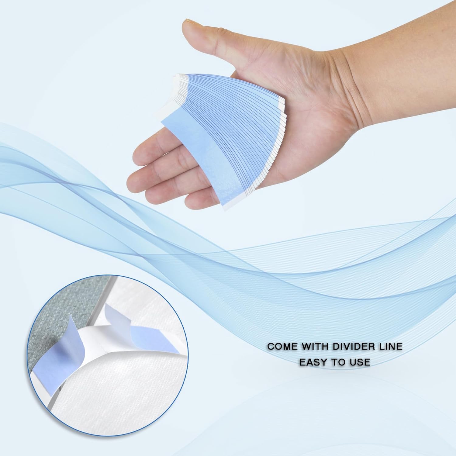 Wig Tape 20 Pcs Double Sided Adhesive Tape for Toupee Lace Front Wig Strong Hold Waterproof Strips Ashimary Blue Wig Tape