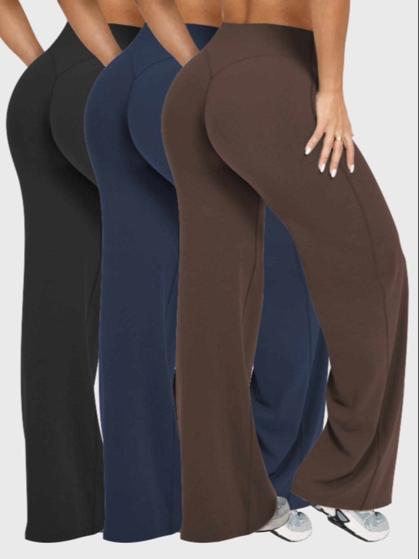 3-Pack/2PCS Women's High-Waisted Flare Leggings | Solid Color Yoga Pants | Soft & Stretchy Athletic Bottoms for Gym, Running, and Casual Wear 3-Pack/2PCS Women's High-Waisted Flare Leggings | Solid Color Yoga Pants | Soft & Stretchy Athletic Bottoms for Gym, Running, and Casual Wear