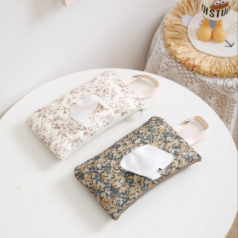 Floral Hanging Wet Wipe Bag with Handle, Portable & Convenient for Baby Stroller, Daily Use, Travel, Makeup, Outdoor Storage