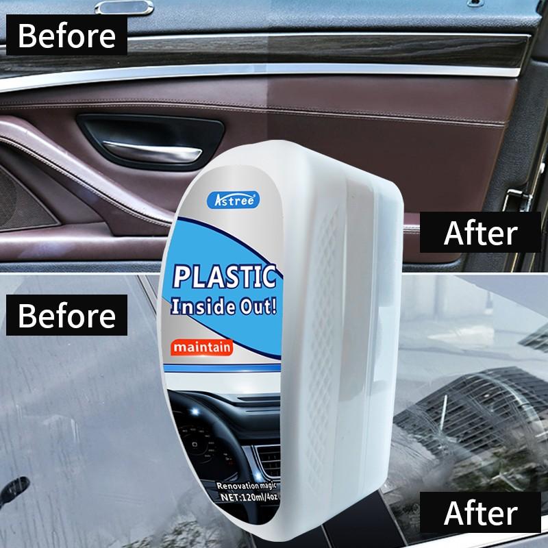 Car Plastic Refresher with Brush Head, Bumper Aging Repair, Interior Darkening Restorer, 120ML, Automotive Maintenance Solution