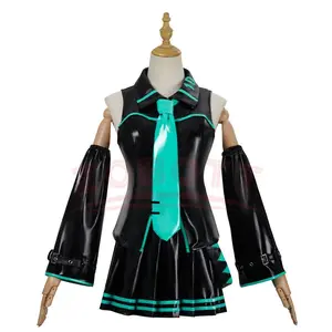 Mikuu Cosplay Costume Miku 16TH Cosplay Leather Midi Sexy Dress Halloween Carnival Party JK Uniform Mikuo Male version Costume