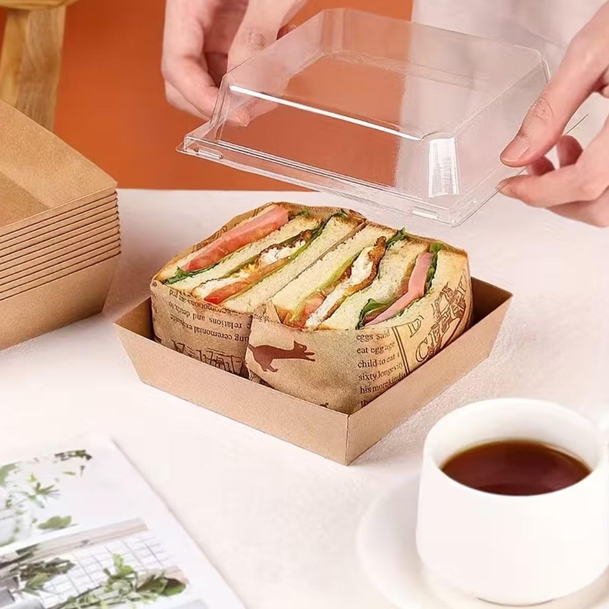 10/30/50pc transparent lid rectangular Premium cake box, disposable container, pastry container, takeout packaging box, Bakeware, suitable for sandwiches, desserts, pastries and light meals, especially suitable for festivals, parties