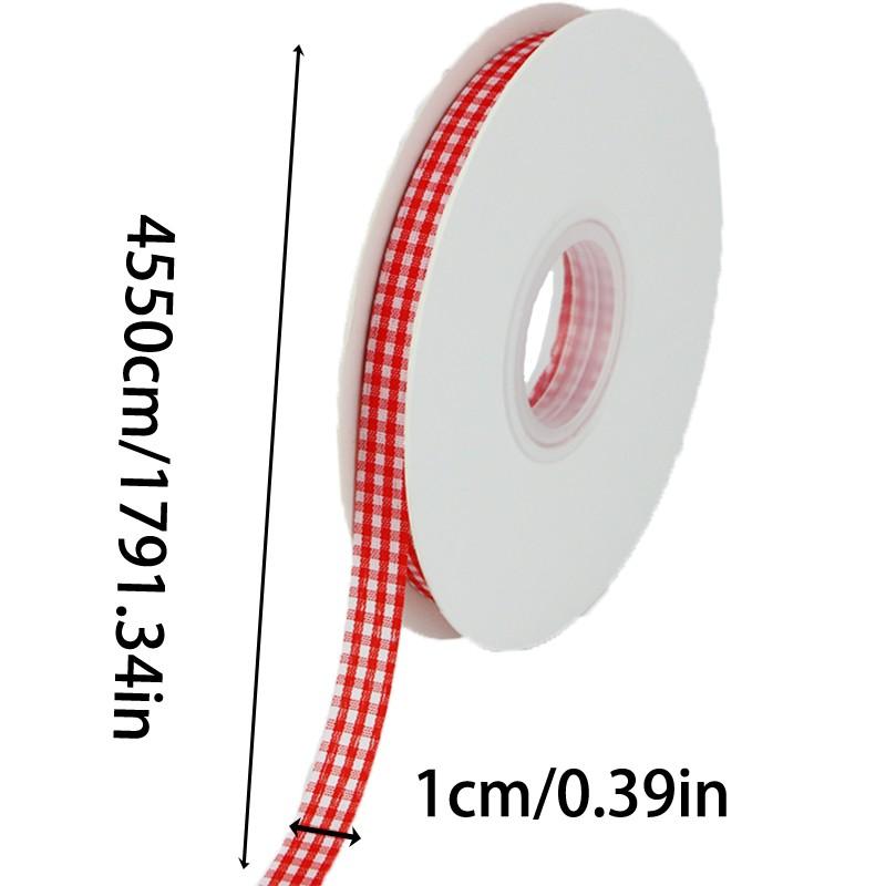 50m Plaid Ribbon Roll, 1cm Wide, Ideal for Home Wedding Christmas Party Decor, DIY Hair Clips, Bowties, Gift Wrapping, Sewing Supplies