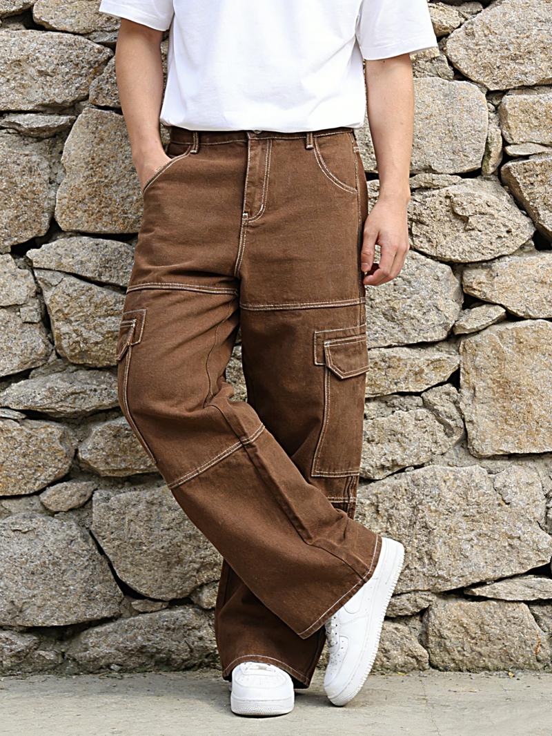 Trendy Functional Style Wide-Leg Pants, American Retro Pocket Cargo Pants for Versatile, Chic and Comfortable Casual Wear Trendy Functional Style Wide-Leg Pants, American Retro Pocket Cargo Pants for Versatile, Chic and Comfortable Casual Wear