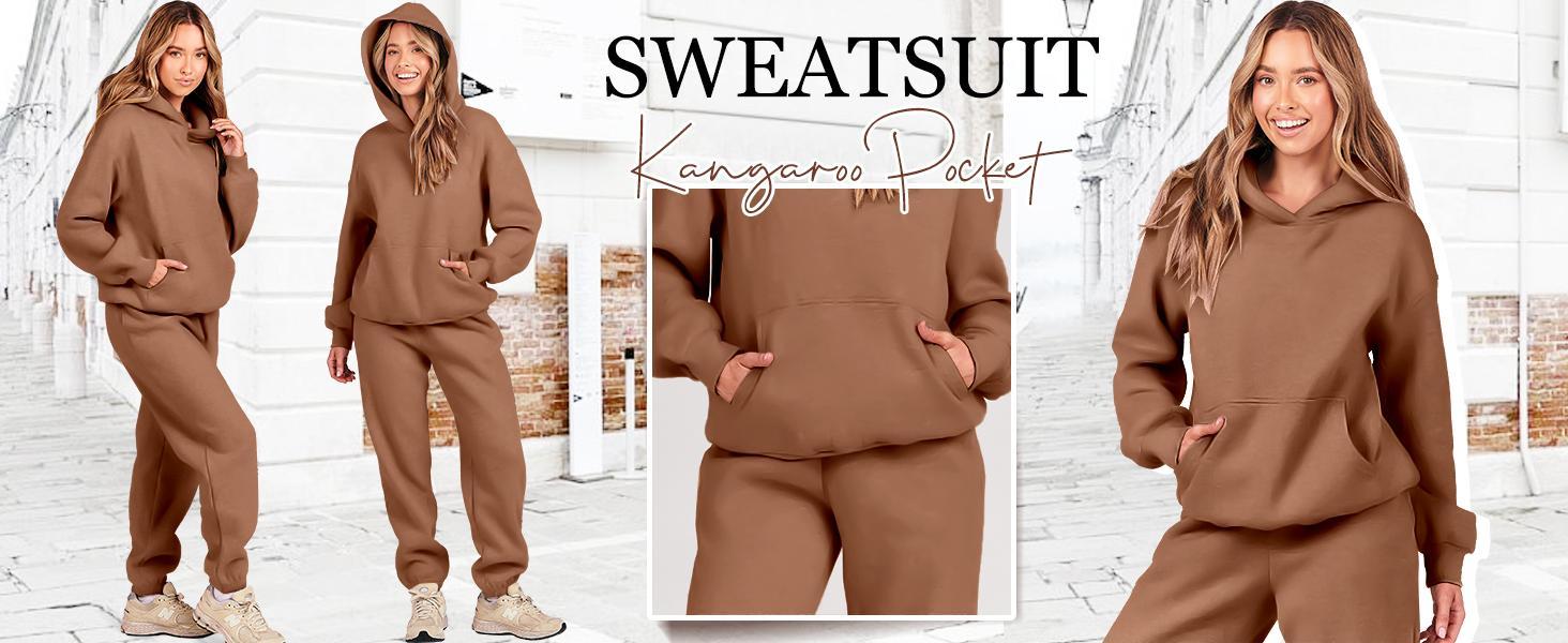 Womens 2 Piece Outfits Long Sleeve Hoodie Casual Oversized  Basic Cozy Jogger Sweatpants Y2K Comfortable Tracksuit Sweatsuit Set SpringStatements