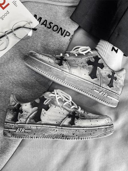 Men's Vintage Cross Sneakers, PU Leather Mid Top Casual Shoes, Soft Comfortable Non-Slip Design, Perfect for Daily Wear