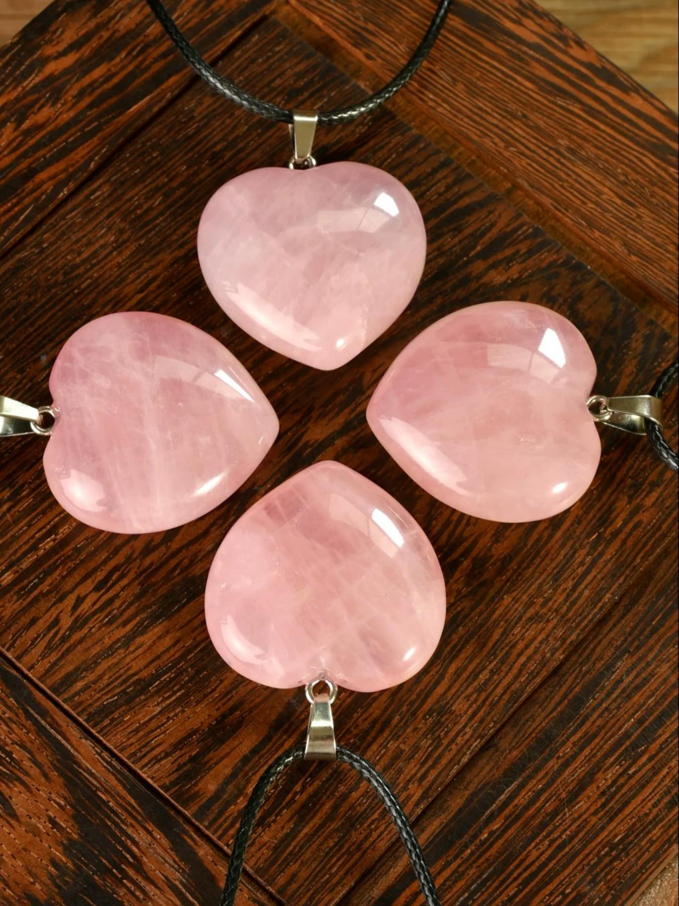 30mm Aaa Rose Quartz Love Necklace, Elegant Collar Style, Women's Design, Perfect Gift for Festivals, Natural Stone Color Randomly Selected