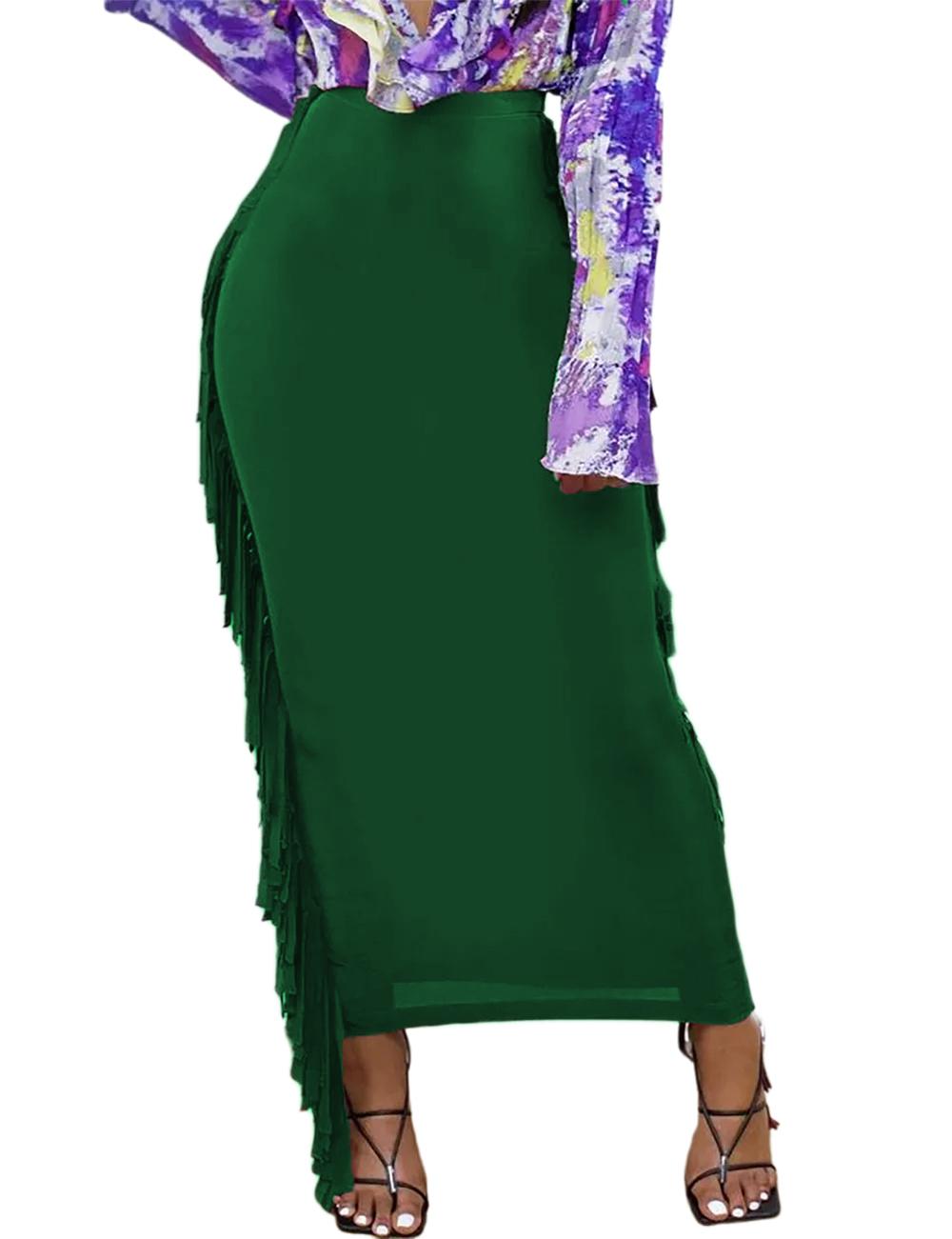 2026 Viral Movement Fringe Maxi Skirt  Minimalist Architectural Bodycon Skirt,Sophisticated Side Tassels,High Waist Party Piece (True to Size) Womenswear