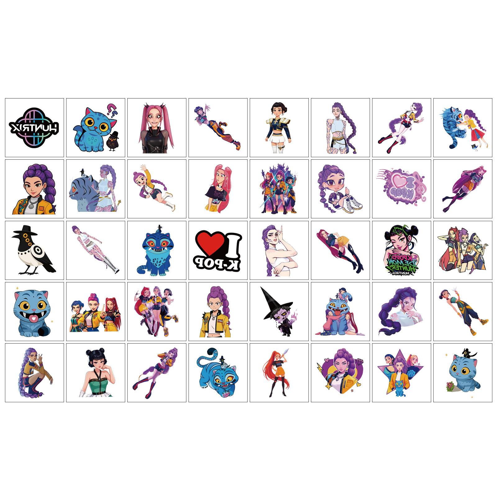 40pcs Demon Slayer Temporary Tattoo Stickers, Cartoon Anime Creative Tattoos, Temporal Body Art Decorations, Perfect Gift Idea