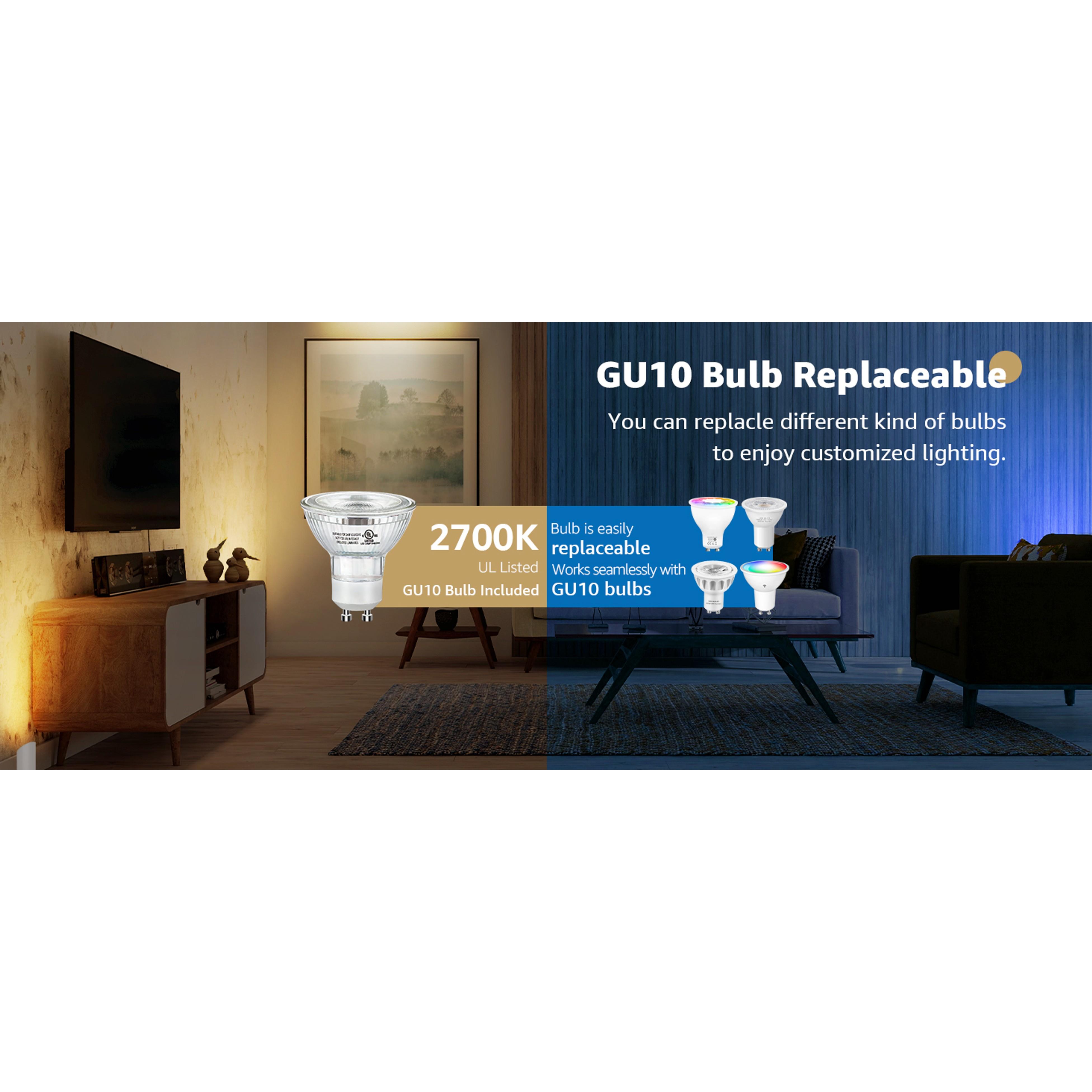 2 Pack Uplighting Indoor Floor Can Light, 5W Up Lights with 2700K LED GU10 Bulbs, Uplights Floor Spot Lights Indoor for Home Accent Lighting, 5.9 FT Plug Cord & Foot Switch