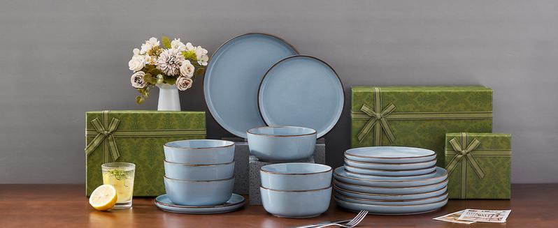 vancasso Loire 16/18-Piece Stoneware Dinner Set for 4/6 People, Dinnerware Sets with Plates and Bowls, Scratch Resistant Dinner Service Set for Family or Restaurants, Dishwasher and Microwave Safe Kitchen Home Tableware Ceramics