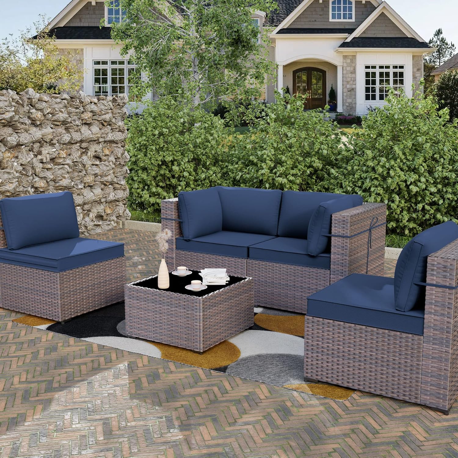 11pcs Patio Cushion Covers Replacement 25.5L“×25.5W"×3.5~4H" Seat Covers, Outdoor Cushion Slipcovers, Waterproof Chair Seat Cover for Patio Sofa Couch Furniture Outside Zipper Design