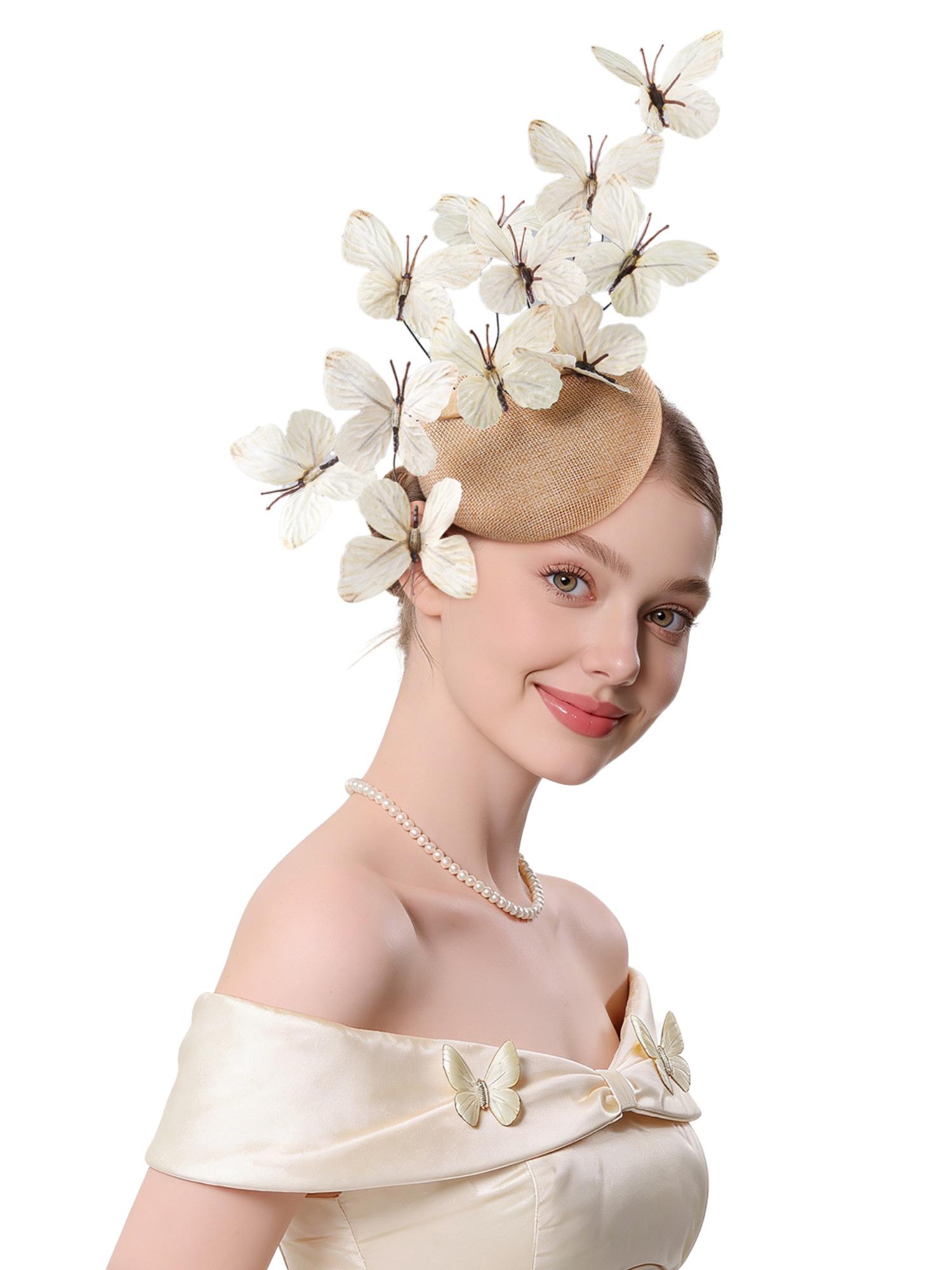 Butterfly Fascinator Hat Feather Tea Party Hat Monarch Butterfly Headband Fascinators for Wedding