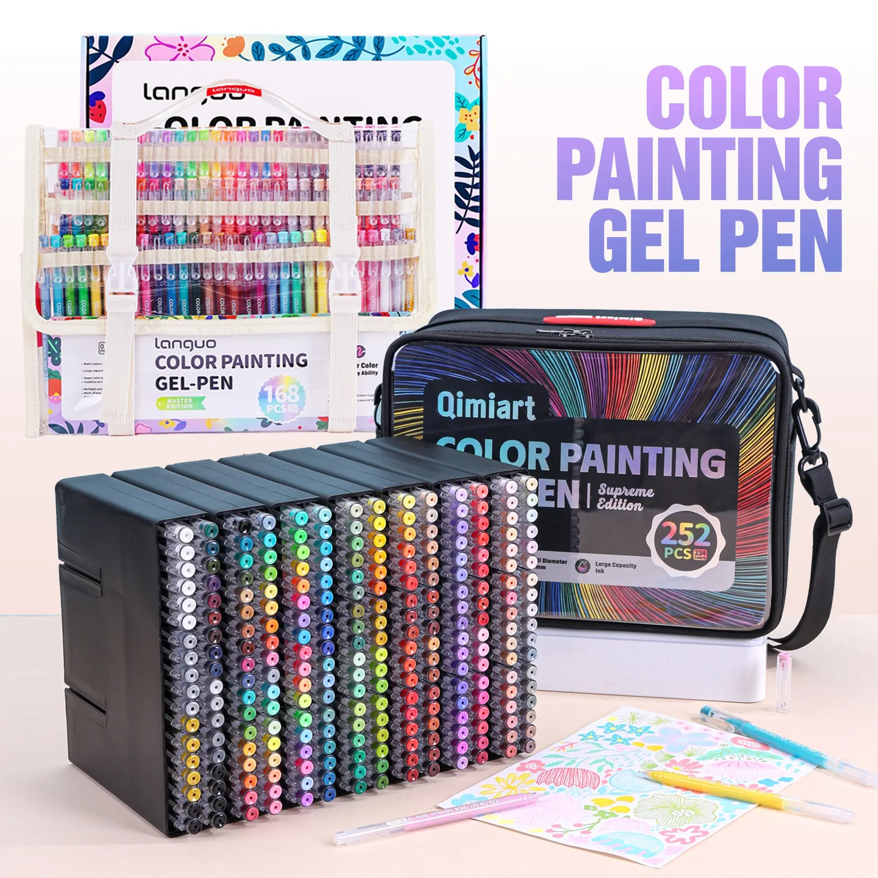 Languo Advanced Pen Set, 252 Colors & 168 Colored Pencils, Ideal for Student Drawing, Note-Taking, DIY Art Projects, Perfect Gift