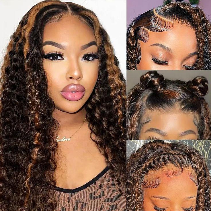 【26‘’ Burgundy Deep=$140】Tahikie 99J Burgundy Colored 200% Density Deep Wave 13x6 Full Frontal HD Lace Front Curly Wave FB30 Highlight /Natural Black Human Hair Wigs For Women TikTokShopBlackFriday